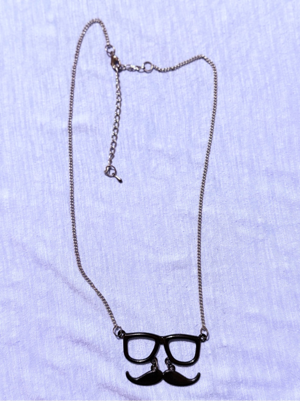 Black Novelty Glasses & Mustache Pendant Necklace